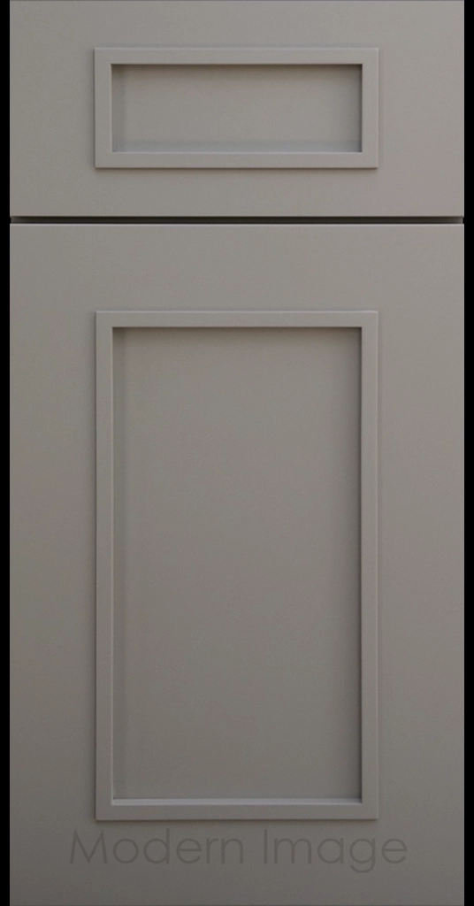Gilbert cabinet a recessed flat panel and elevated molding in Slate color.
